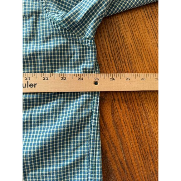 Abercrombie & Fitch Mens Shirt M Green Blue Gingham Button-Down Flaws - Picture 9 of 9